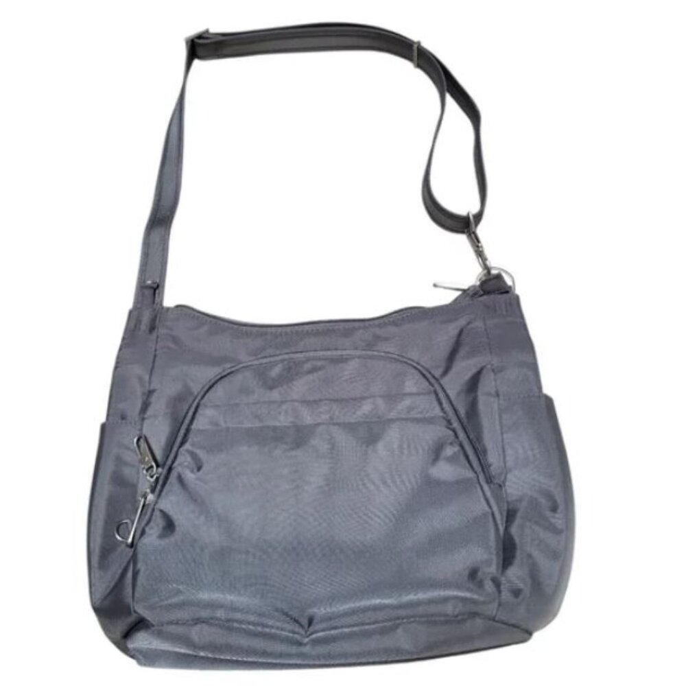 Travelon Grey Anti-Theft Classic Crossbody Bucket Bag